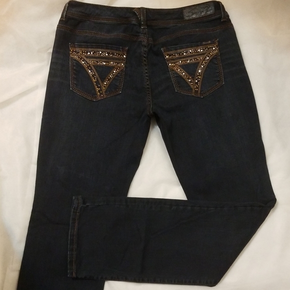 7 SEVEN DARK BLUE STRAIGHT LEG  EMBELLISHED SZ 10 - Picture 5 of 8
